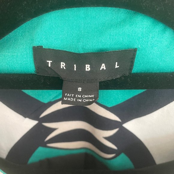 TRIBAL RETRO STYLE COAT GREEN BLACK & WHITE SIZE 8 - Picture 13 of 15